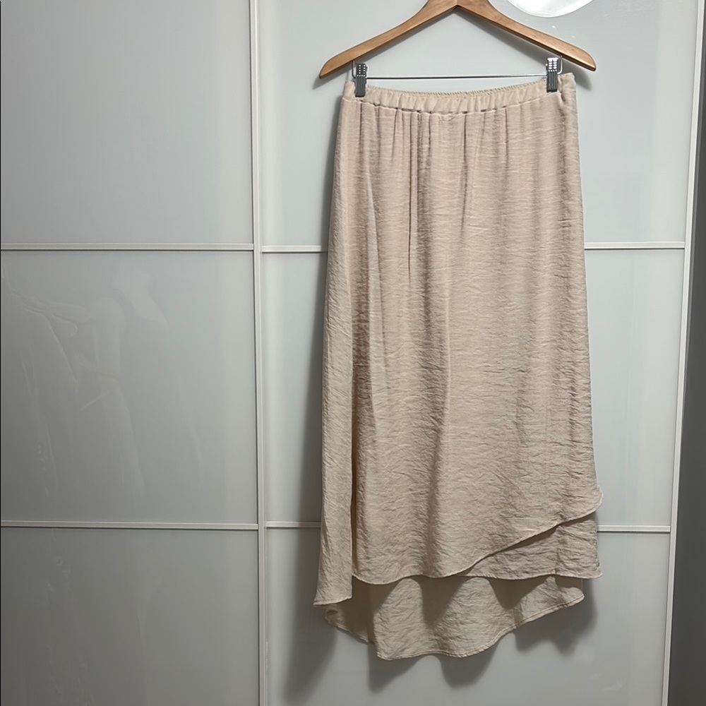 Cleo Cream Maxi A-Line Skirt Asymmetrical Casual